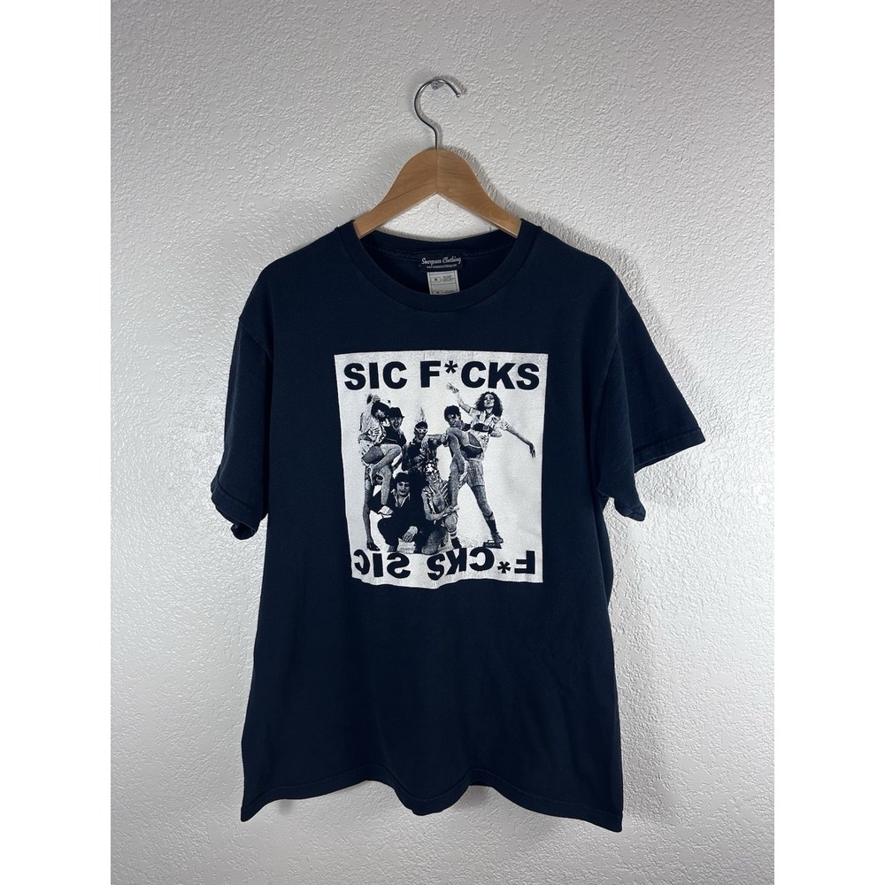 Sourpuss Clothing "SIC F*CKS" Graphic Band Punk T-Shirt Men's Medium Black